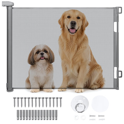 Pet Safety Gate for Doors and Stairs, Roll-Up, Up to 157 cm, Grey