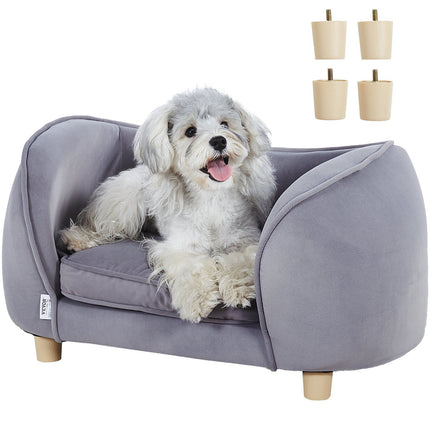 Pet Sofa Bed, Velvet, 27x15x15 in, 66 lb, Dark Grey