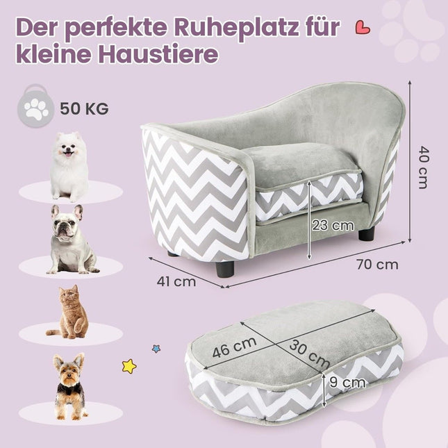Pet Sofa Bed with Washable Cover, Soft Cushion, 70x41x40 cm