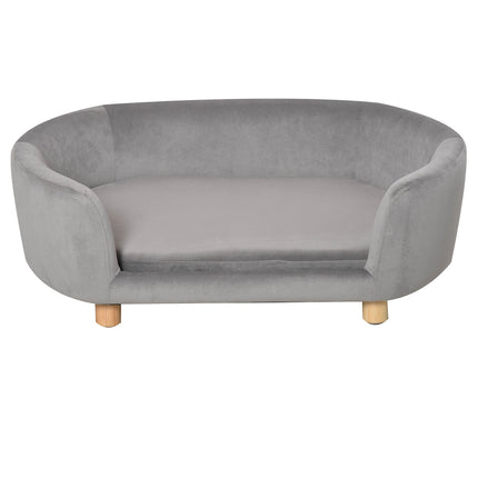Light gray velvet sofa bed for pets, foam cushion, 86x55x33 cm
