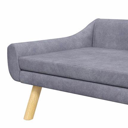 Pet Sofa in Grey Velvet, Removable Cushion, 102 x 58.5 x 42.5 cm