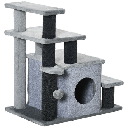 Cat stairs with sleeping cave & play ball - 3/4 steps