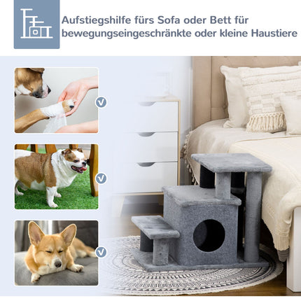 Cat stairs with sleeping cave & play ball - 3/4 steps