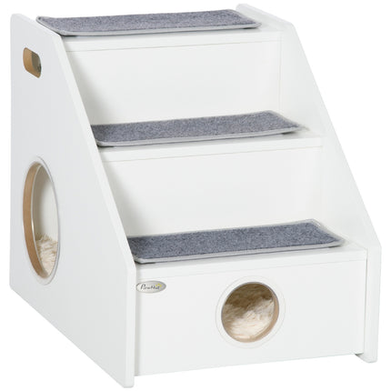 Pet Stairs 3-step ramp with cave and non-slip plush mats