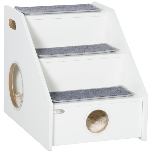 Pet Stairs 3-step ramp with cave and non-slip plush mats