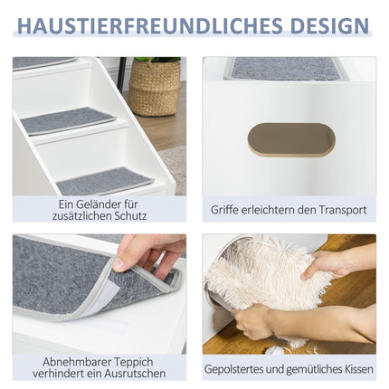 Pet Stairs 3-step ramp with cave and non-slip plush mats