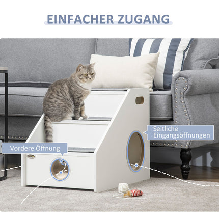 Pet Stairs 3-step ramp with cave and non-slip plush mats