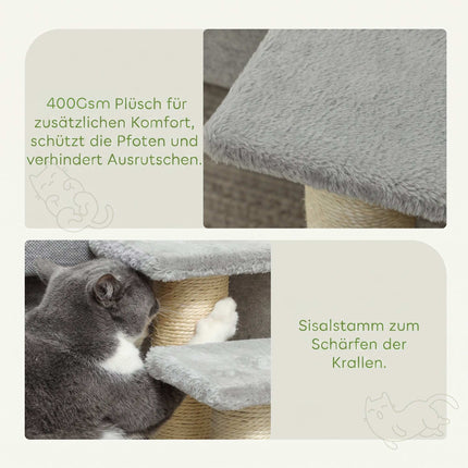 Pet Stairs 3 Steps, 34 cm High, Grey Plush