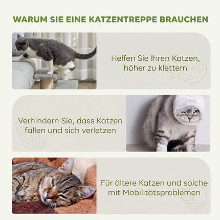 Pet Stairs 3 Steps, 34 cm High, Grey Plush