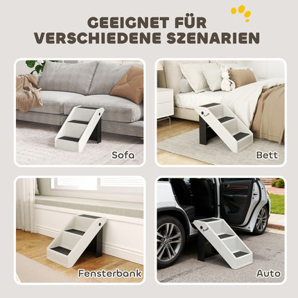 Pet Stairs, 3 Steps, Foldable, 36.5 cm, Cream White