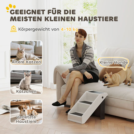 Pet Stairs, 3 Steps, Foldable, 36.5 cm, Cream White