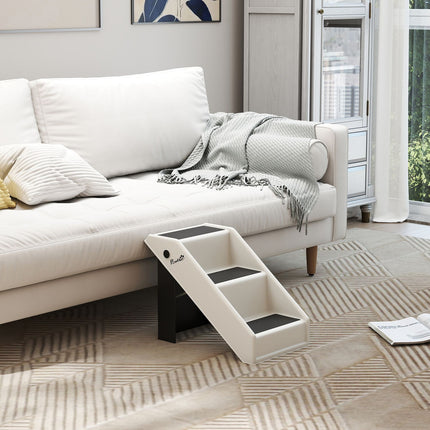 Pet Stairs, 3 Steps, Foldable, 36.5 cm, Cream White