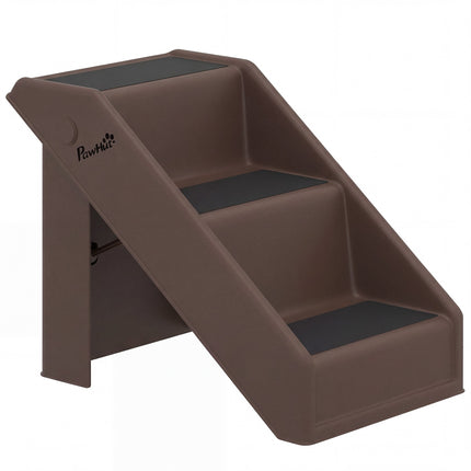 Pet Stairs, 3 Steps, Foldable, 36.5 cm High, Brown