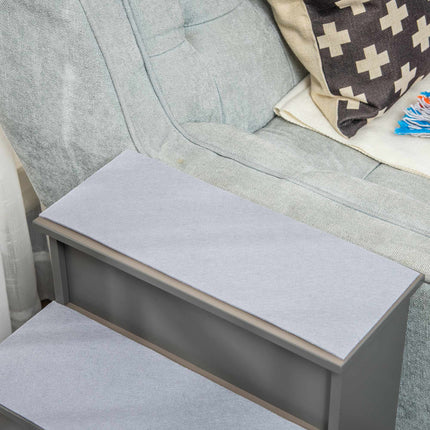 Pet Stairs, 4-Step, Plush Carpet, 30 kg Capacity, Grey