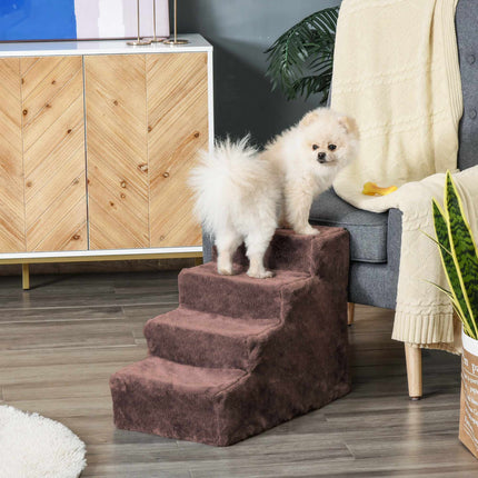 Pet Stairs, 4-Step, Removable Cover, 44 cm, Brown
