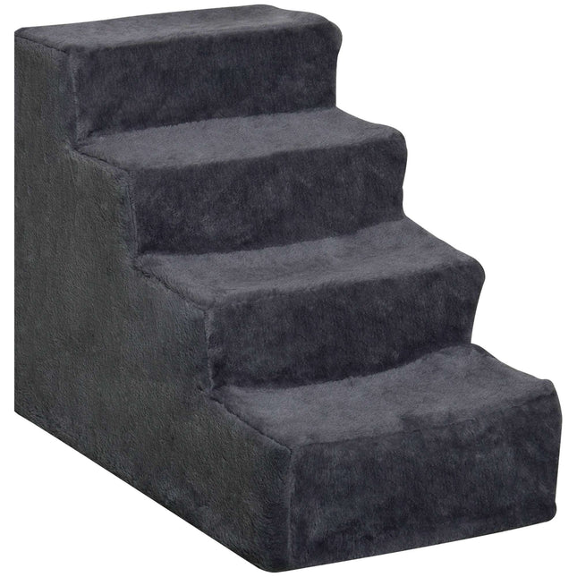 Pet Stairs, 4 Steps, Removable Cover, Dark Gray, 44 cm