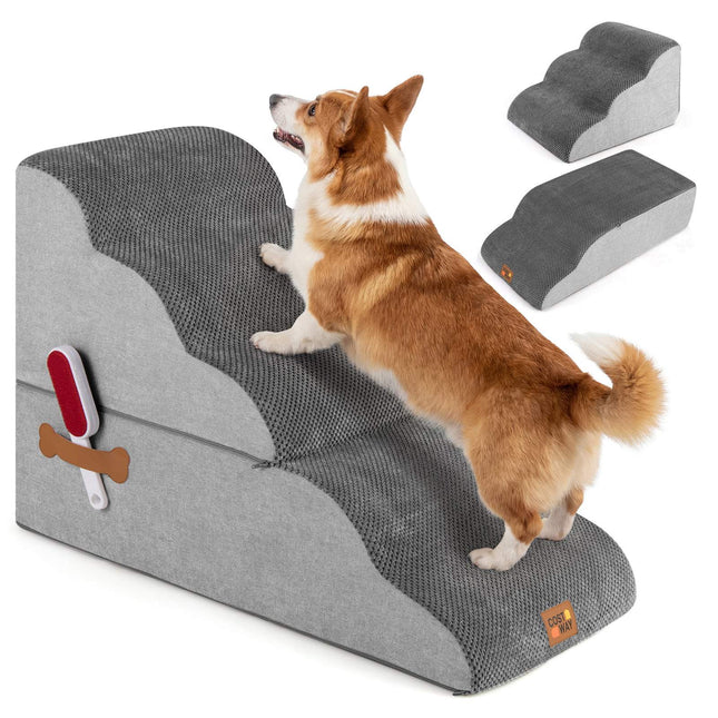 Pet Stairs 5 Steps, 50 cm High, Grey, Washable Cover