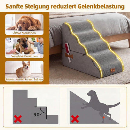 Pet Stairs 5 Steps, 50 cm High, Grey, Washable Cover