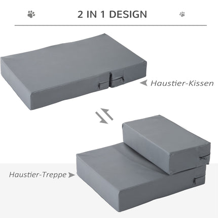 Foldable 2-Step Pet Stairs for Cats and Dogs, Grey, 45x39x20cm