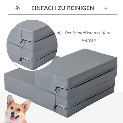 Foldable 2-Step Pet Stairs for Cats and Dogs, Grey, 45x39x20cm