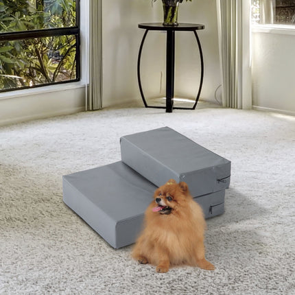 Foldable 2-Step Pet Stairs for Cats and Dogs, Grey, 45x39x20cm