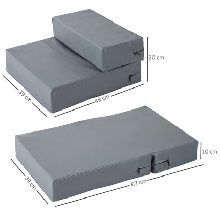 Foldable 2-Step Pet Stairs for Cats and Dogs, Grey, 45x39x20cm