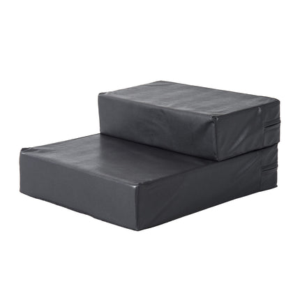 Pet stairs with folding mat, 2 steps for dogs and cats, black
