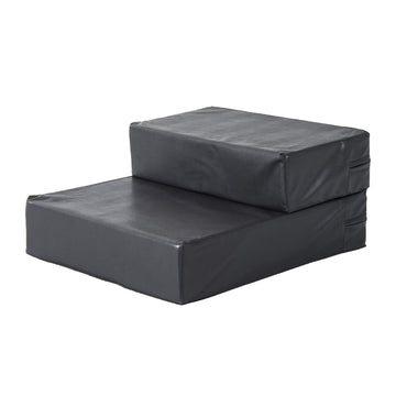 Pet stairs with folding mat, 2 steps for dogs and cats, black