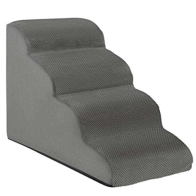 Pet Stairs Non-Slip 4-Tier Dog Ramp Made of Foam 72 x 41 x 51 cm Gray