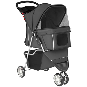 Pet Stroller, Foldable, Lightweight, Steel Frame, 10kg Capacity