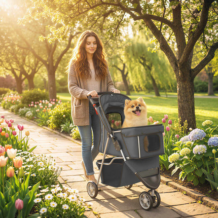 Pet Stroller, Foldable, Lightweight, Steel Frame, 10kg Capacity