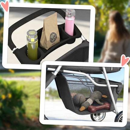 Pet Stroller, Foldable, Lightweight, Steel Frame, 10kg Capacity