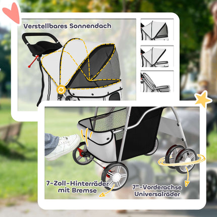 Pet Stroller, Foldable with Rain Cover, Reflective, 10kg Capacity