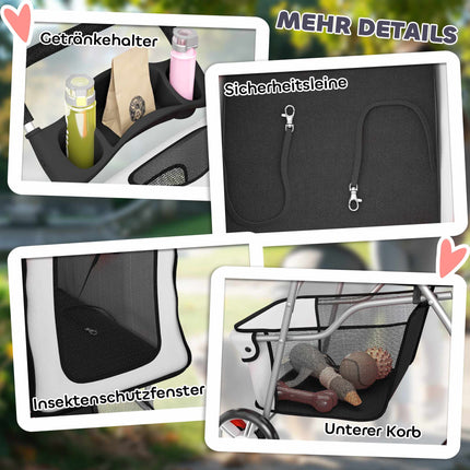 Pet Stroller, Foldable with Rain Cover, Reflective, 10kg Capacity