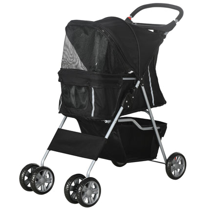 Pet Stroller for Small Dogs, Foldable, Black, 10kg Capacity