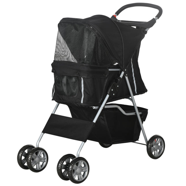 Pet Stroller for Small Dogs, Foldable, Black, 10kg Capacity
