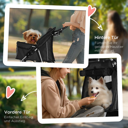 Pet Stroller for Small Dogs, Foldable, Black, 10kg Capacity