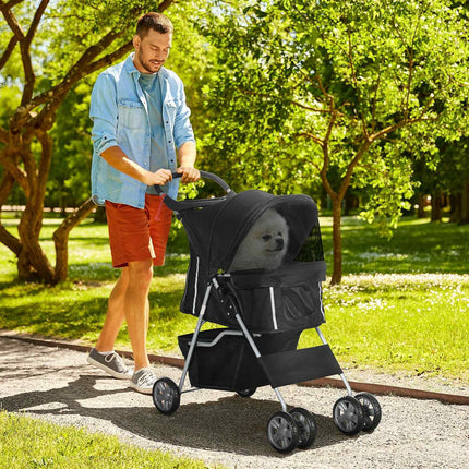 Pet Stroller for Small Dogs, Foldable, Black, 10kg Capacity