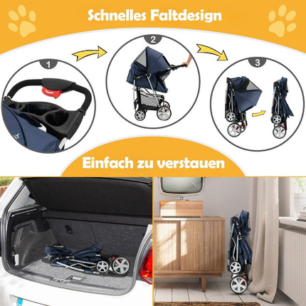 Pet Stroller for Small Pets, Foldable, 15 kg Capacity