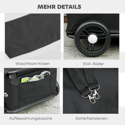 Pet Stroller with Adjustable Handle, Foldable Design