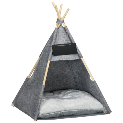 Pet tent, cozy cat and dog house with soft cushion, gray