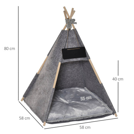 Pet tent, cozy cat and dog house with soft cushion, gray