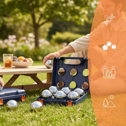 Petanque Boules Set, 6 Balls with Case & Accessories
