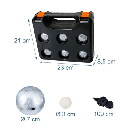 Petanque Boules Set, 6 Balls with Case & Accessories