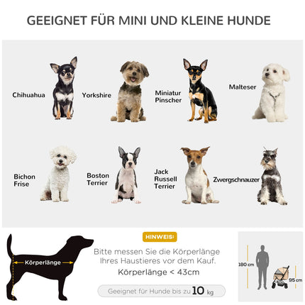 Pet stroller for small dogs and cats - Light brown, 76.5 cm