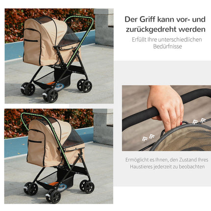 Pet stroller for small dogs and cats - Light brown, 76.5 cm