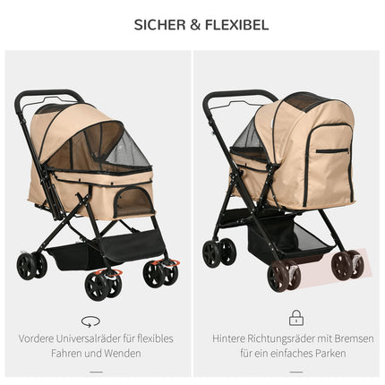 Pet stroller for small dogs and cats - Light brown, 76.5 cm