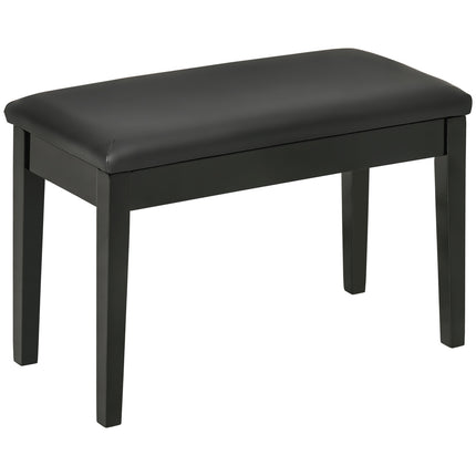 Height-adjustable black piano bench with storage, 75x35x49 cm