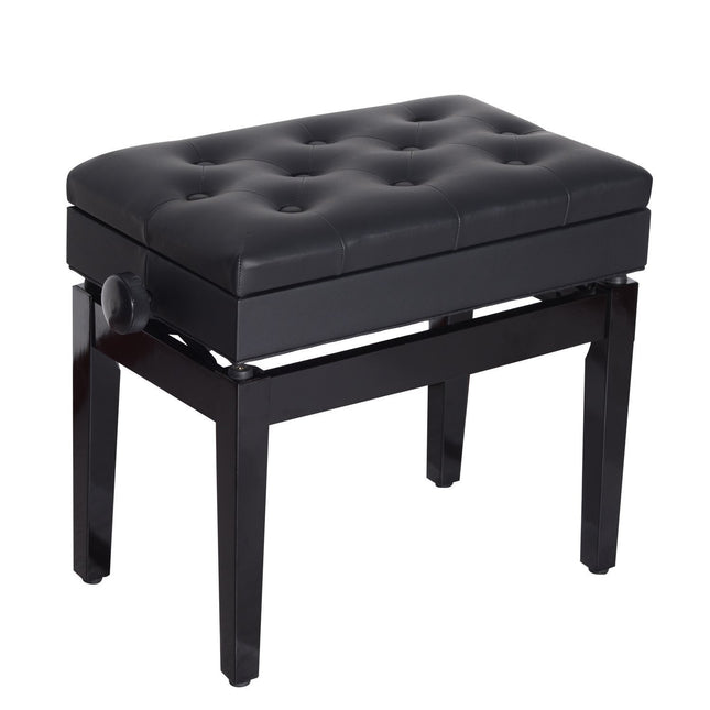 Adjustable piano bench with storage space, 54.5x33x48-58 cm