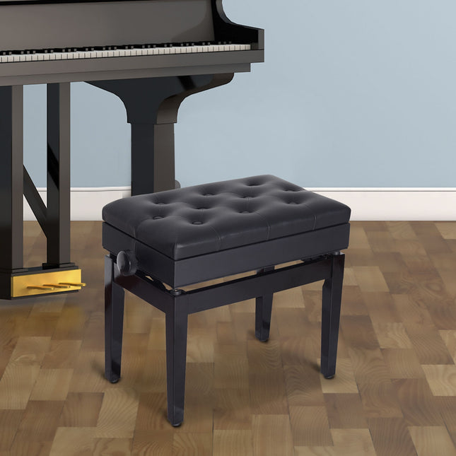 Adjustable piano bench with storage space, 54.5x33x48-58 cm